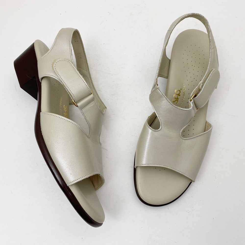 SAS Tripad Comfort Suntimer Pearl Leather Slingback Block Heel Sandals Womens 8W